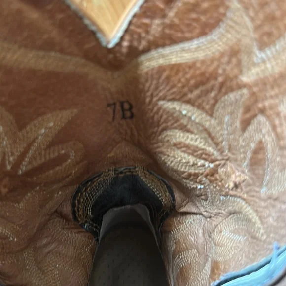 Ariat Pro Baby Ostrich leather cowboy boots. Women’s size 7 cognac green - Picture 2 of 12